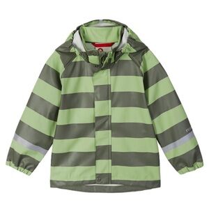 Reima Kids' Vesi Raincoat in Greyish Green Stripe—3T